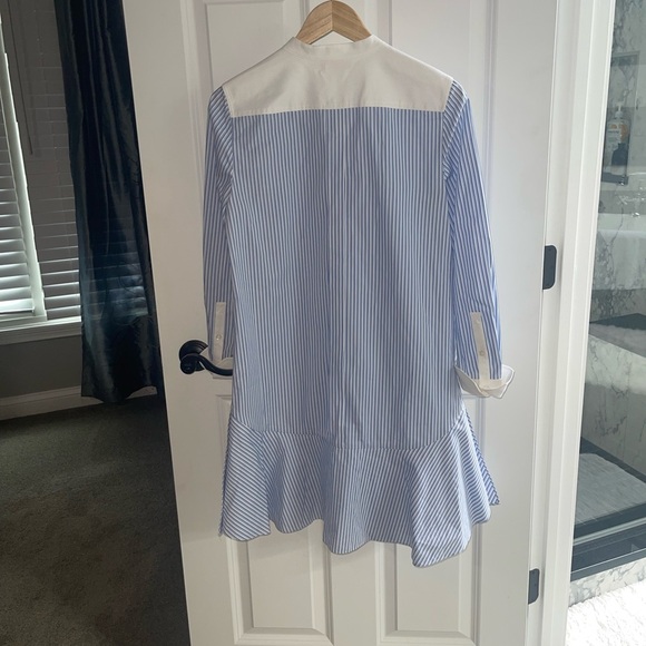 TORY BURCH Cora Cotton Shirt Dress Tunic Blue White Pinstripe Button Down 4 - Picture 11 of 11